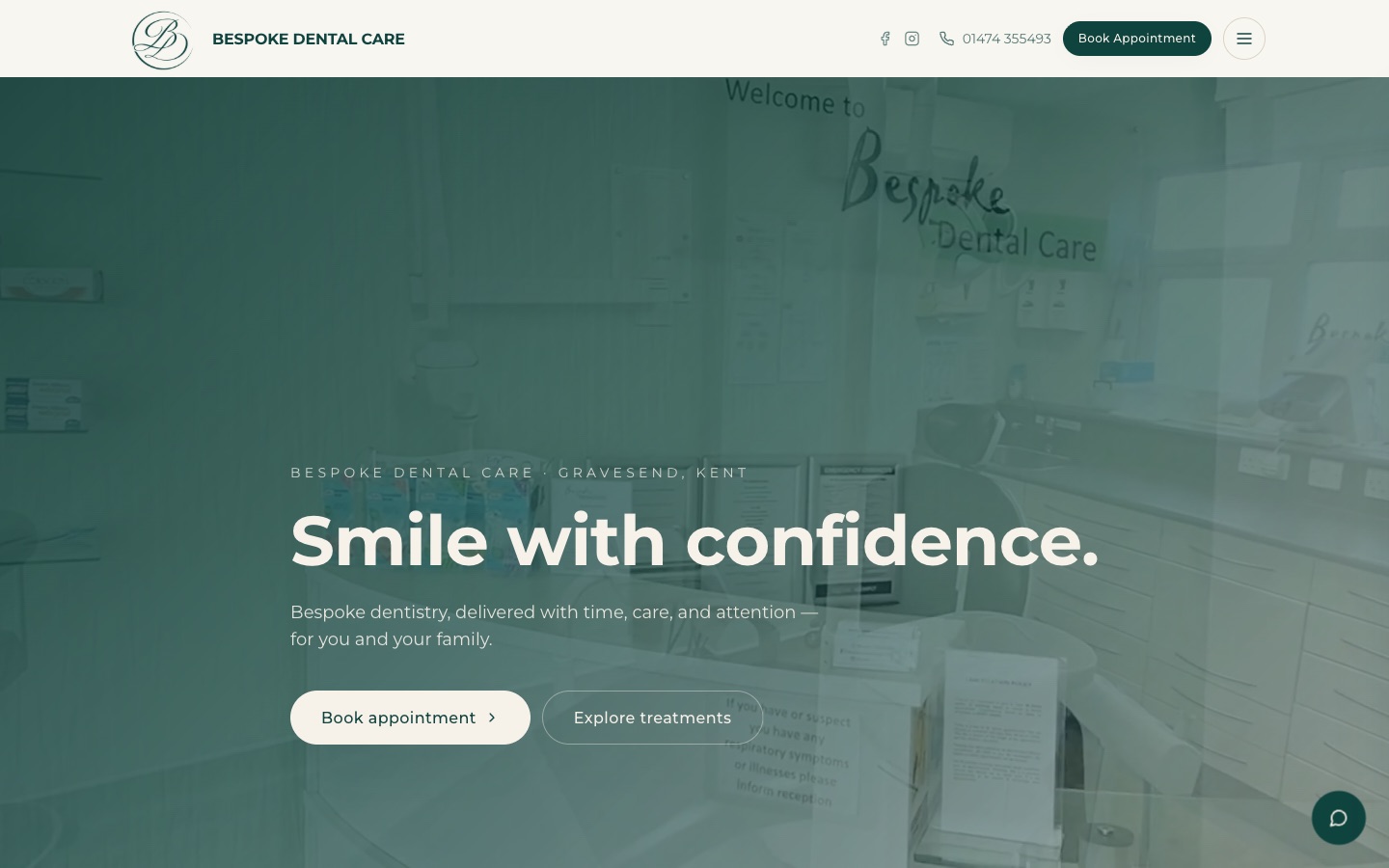 Bespoke Dental Care homepage